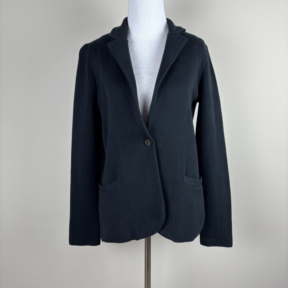 J Crew Schoolboy Sweater Blazer‎ Womens XS Black Cotton Knit Preppy Minimalist